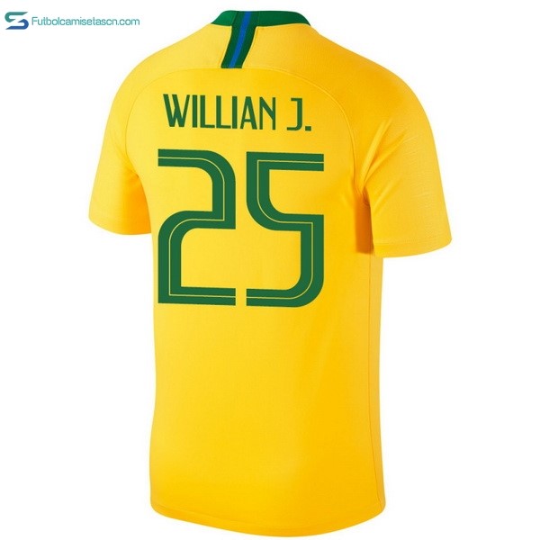 Camiseta Brasil 1ª Willian J. 2018 Amarillo